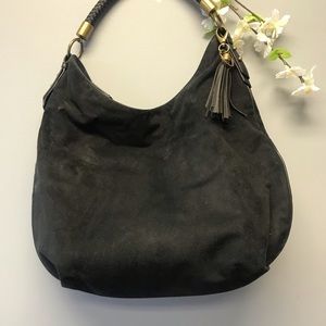 Nine West Women’s Black Purse Shoulder Bag Faux Suede Braided Handle